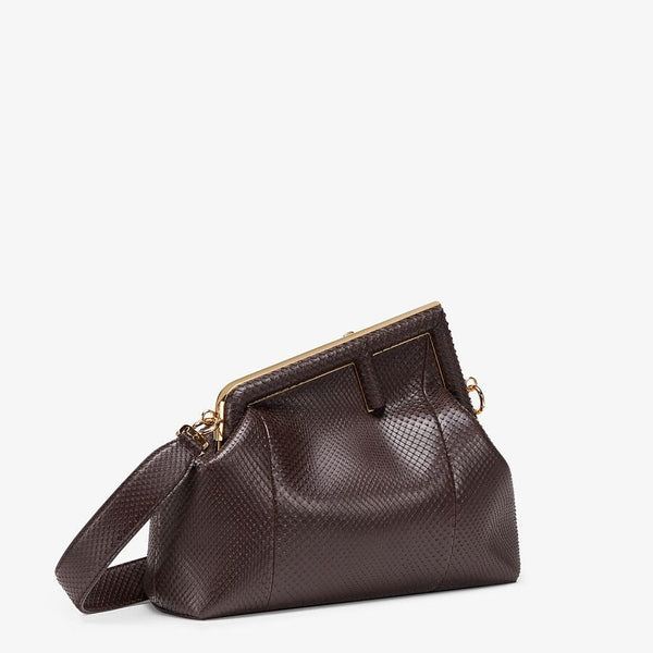 Fendi Dark Brown Python Leather Bag
