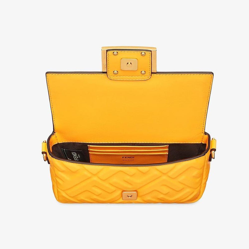 BAGUETTE Orange Nappa Leather Bag Featuring The FF Motif