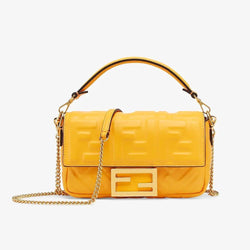 BAGUETTE Orange Nappa Leather Bag Featuring The FF Motif
