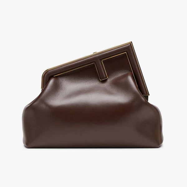 FENDI FIRST MEDIUM Dark Brown Leather Bag
