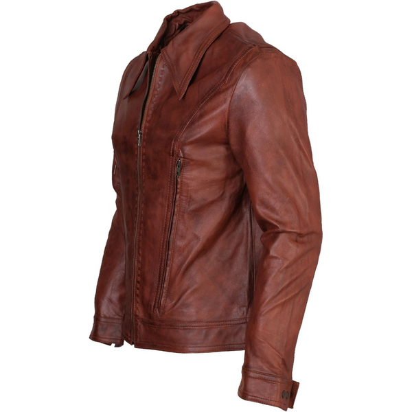 Men’s Vintage Brown Waxed Biker Jacket