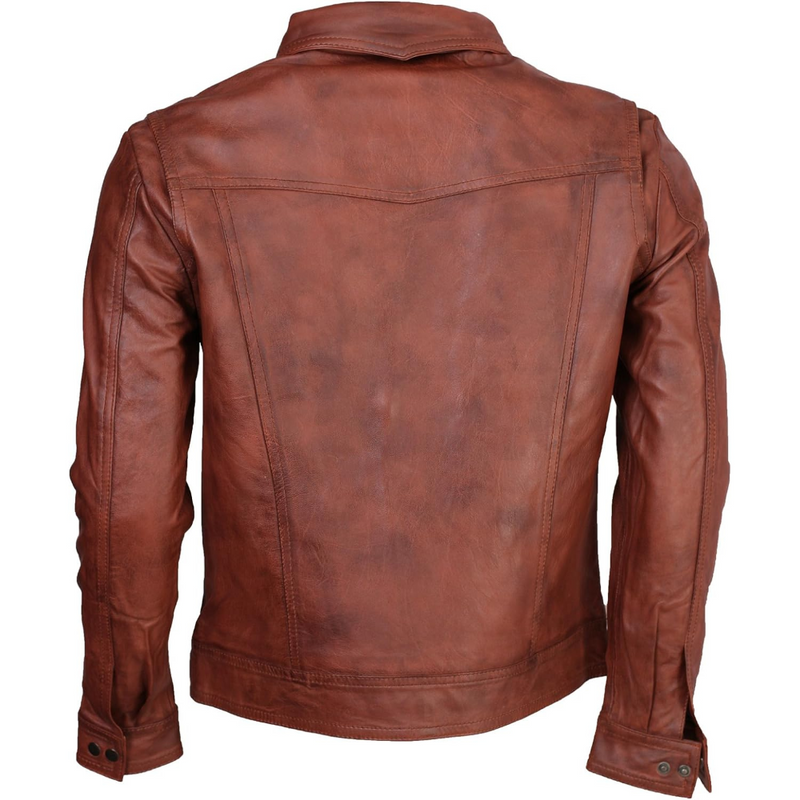 Men’s Vintage Brown Waxed Biker Jacket