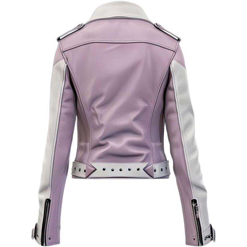 Light Purple Ash Grey Lambskin Moto Jacket