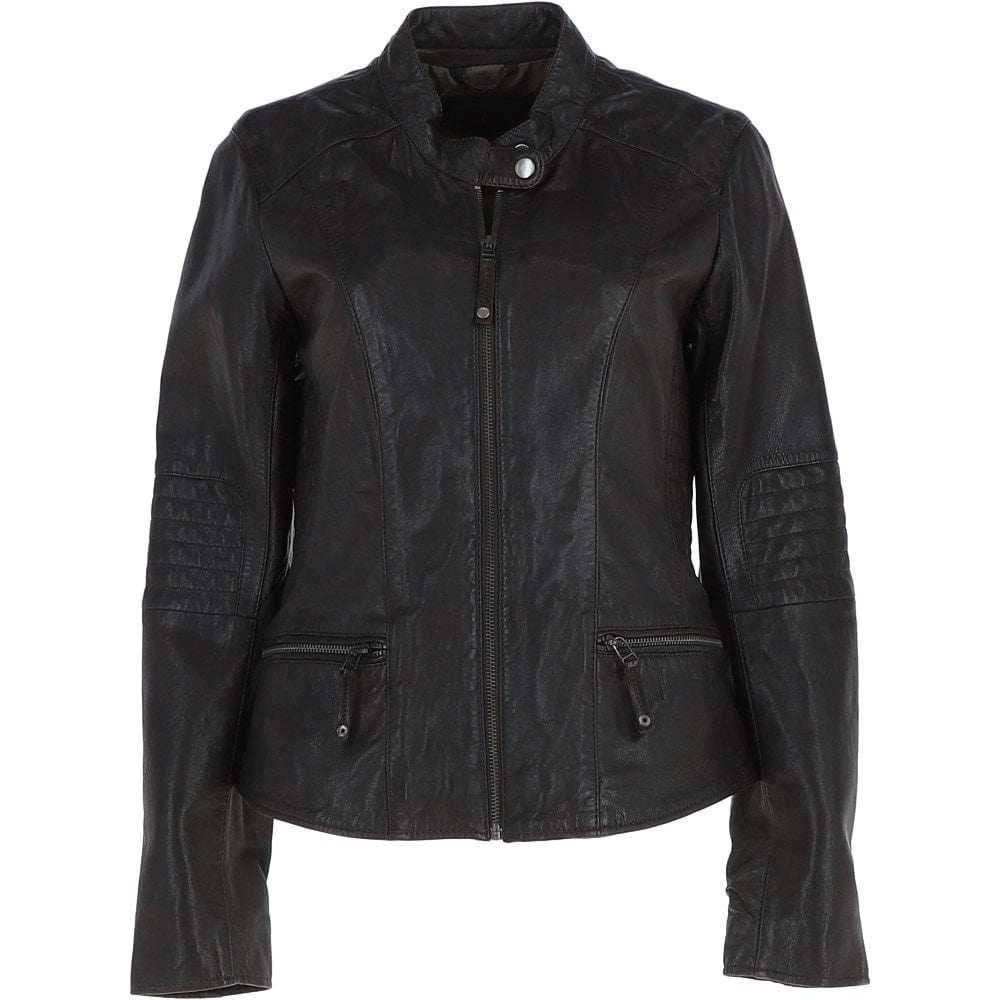 Leather Biker Jacket in Dark Brown