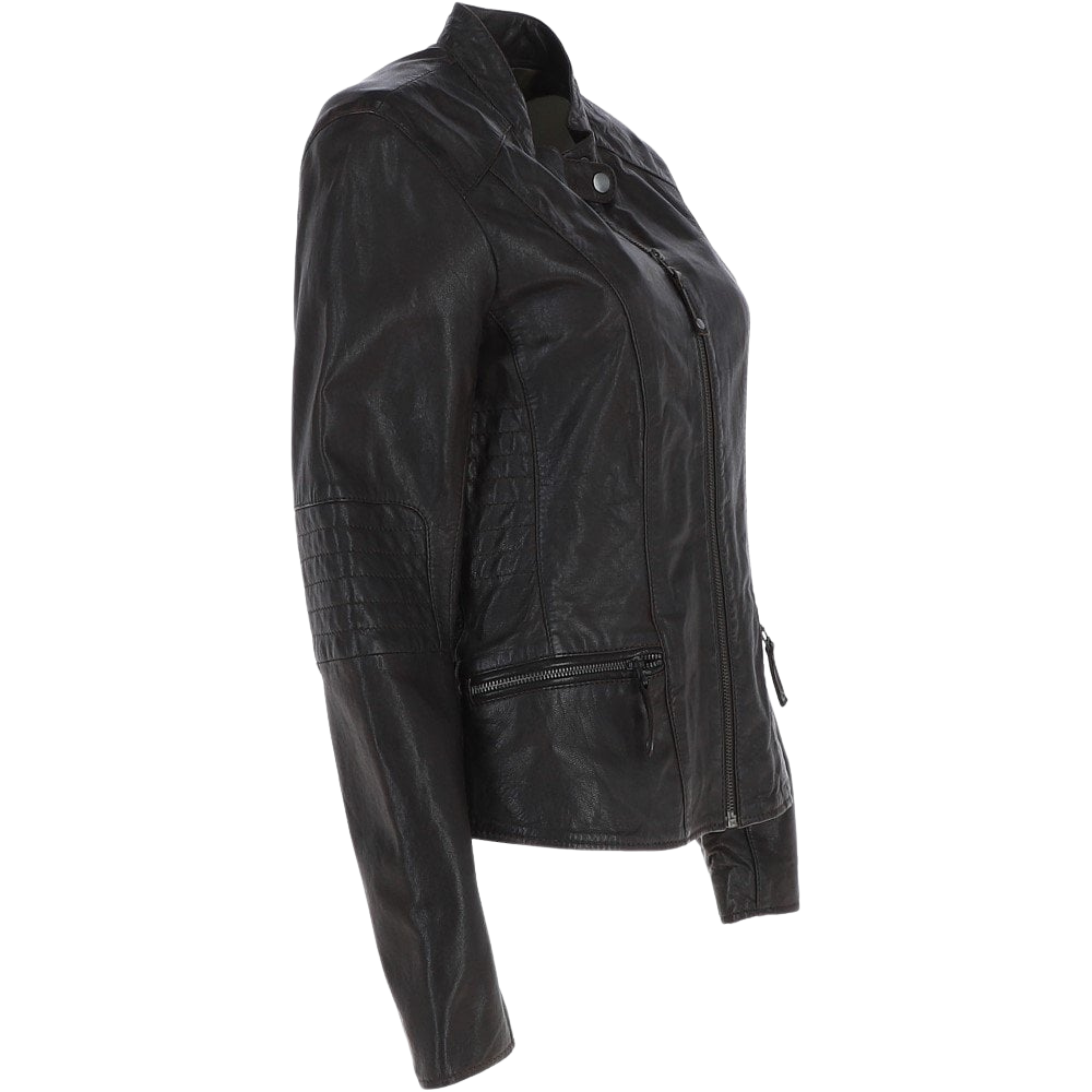 Leather Biker Jacket in Dark Brown