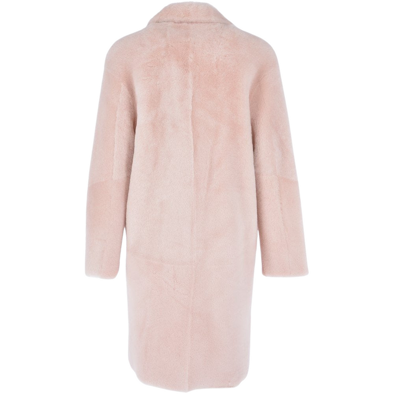 Shearling Fur Coat in Soft Pink